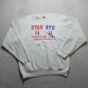 VTG 1993 Utah Vs BYU Sweater Pullover Size Large Cougar Stadium‎ Oneita Tag
